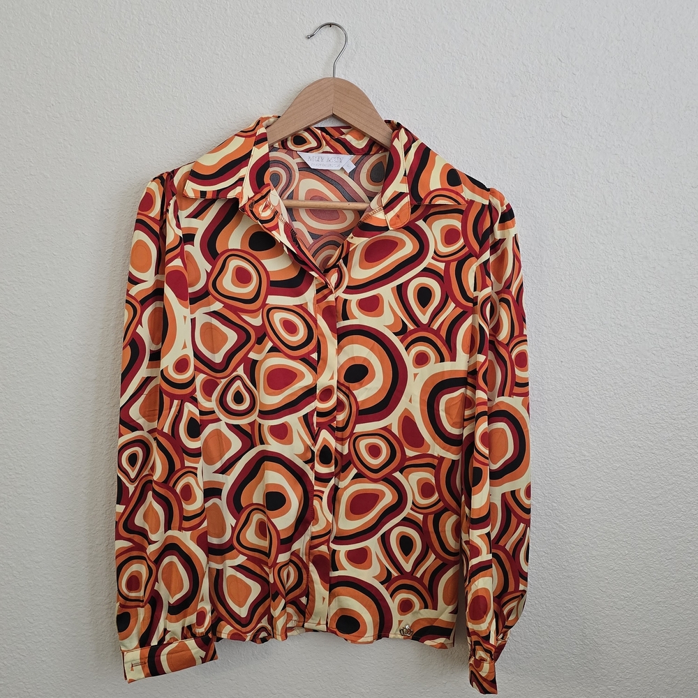 Geometric Print Button Down Long Sleeve - image 1